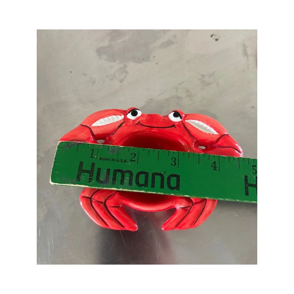 Le Gourmet Chef Vintage Red Ceramic Crab Serving Bowl and Dipping Cup Set 4pc